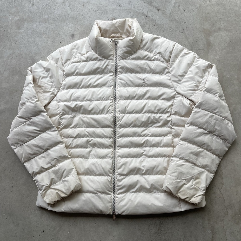 Polo Ralph Lauren Jacket Mens XL White Puffer Packable Coat Lightweight Full Zip